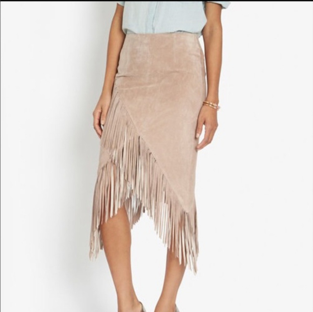 NWT Intermix Exclusive Suede Fringe Skirt, size P